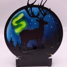Candle holder, hand painted glass