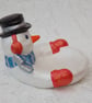 White Ceramic Xmas Christmas Snowman Decorative Table Ornament Decoration. - Image 4