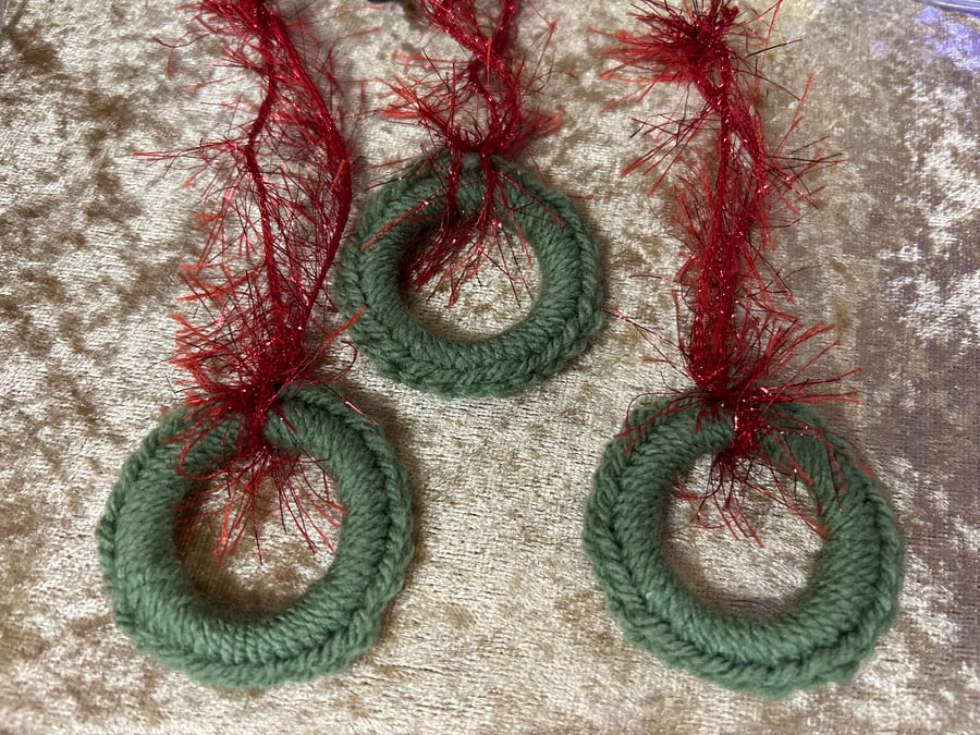 Crochet Wreath Hanging Tree Decoration x 3