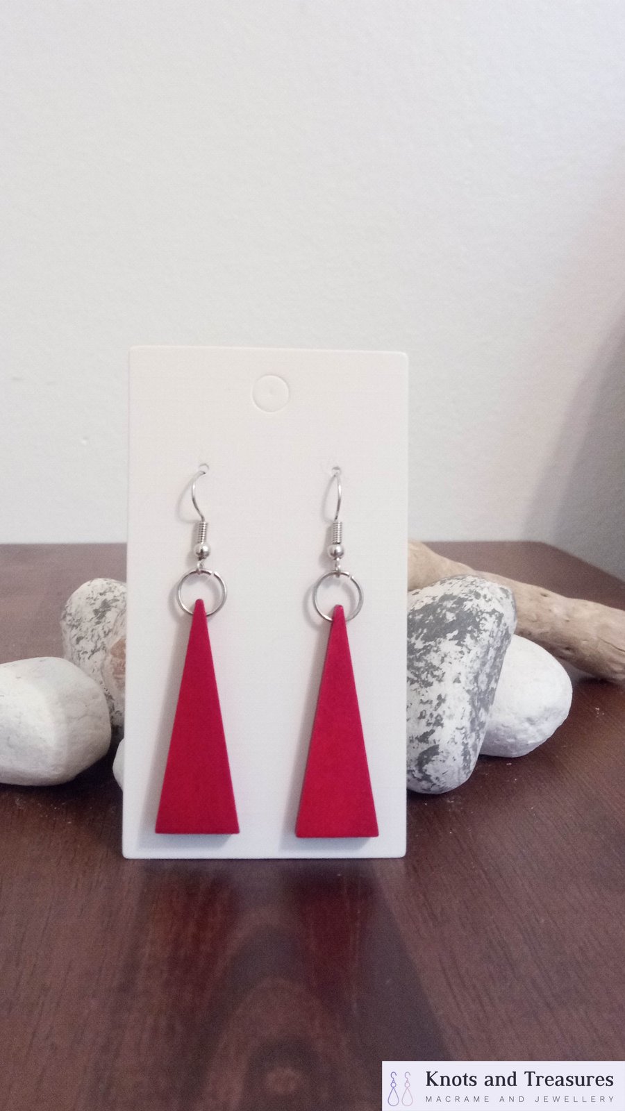 Red Isosceles Triangle Earrings