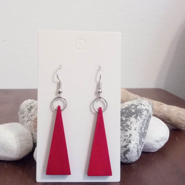 Red Isosceles Triangle Earrings