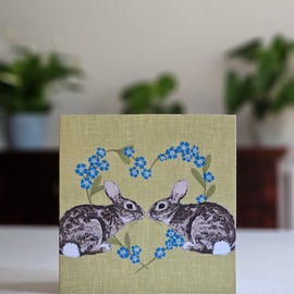'Rabbits & Forget-me-not heart', Valentine's day, Love, Wedding, Anniversary 