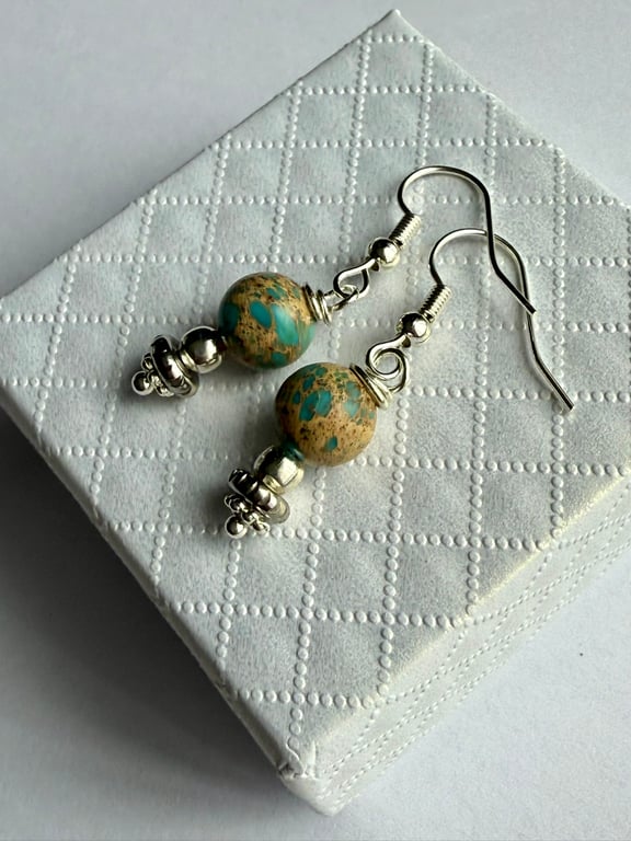 Imperial Jasper Gemstone Small Drop Earrings