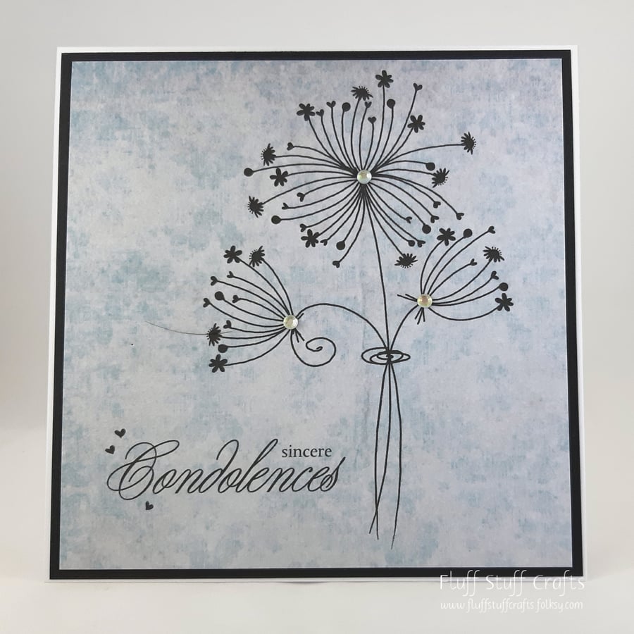 Handmade sympathy card - dandelion heads - sincere condolences