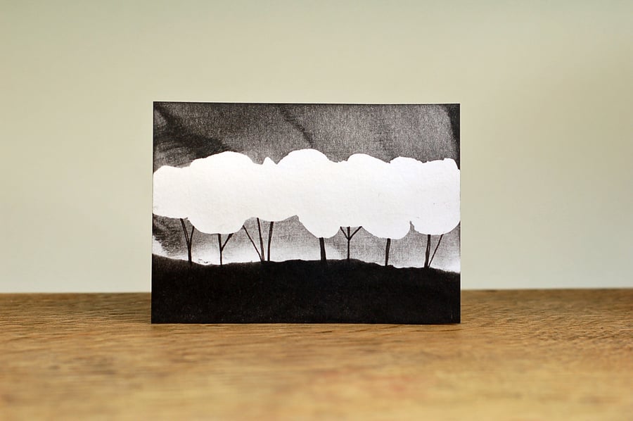 Landscape with trees (monochrome) - Original ACEO