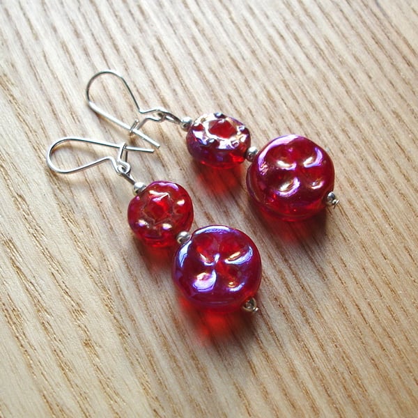 Red Glass Bead Earrings