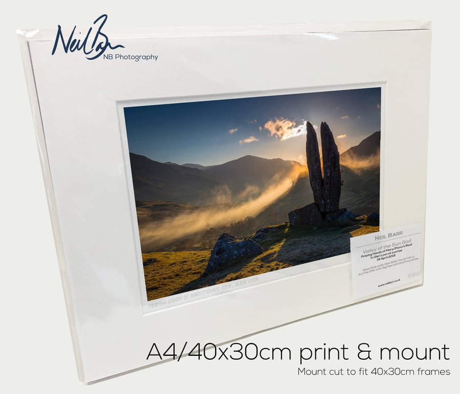 Fionn's Rock (Praying Hands of Mary), Glen Lyon - A4 (40x30cm) Unframed Print