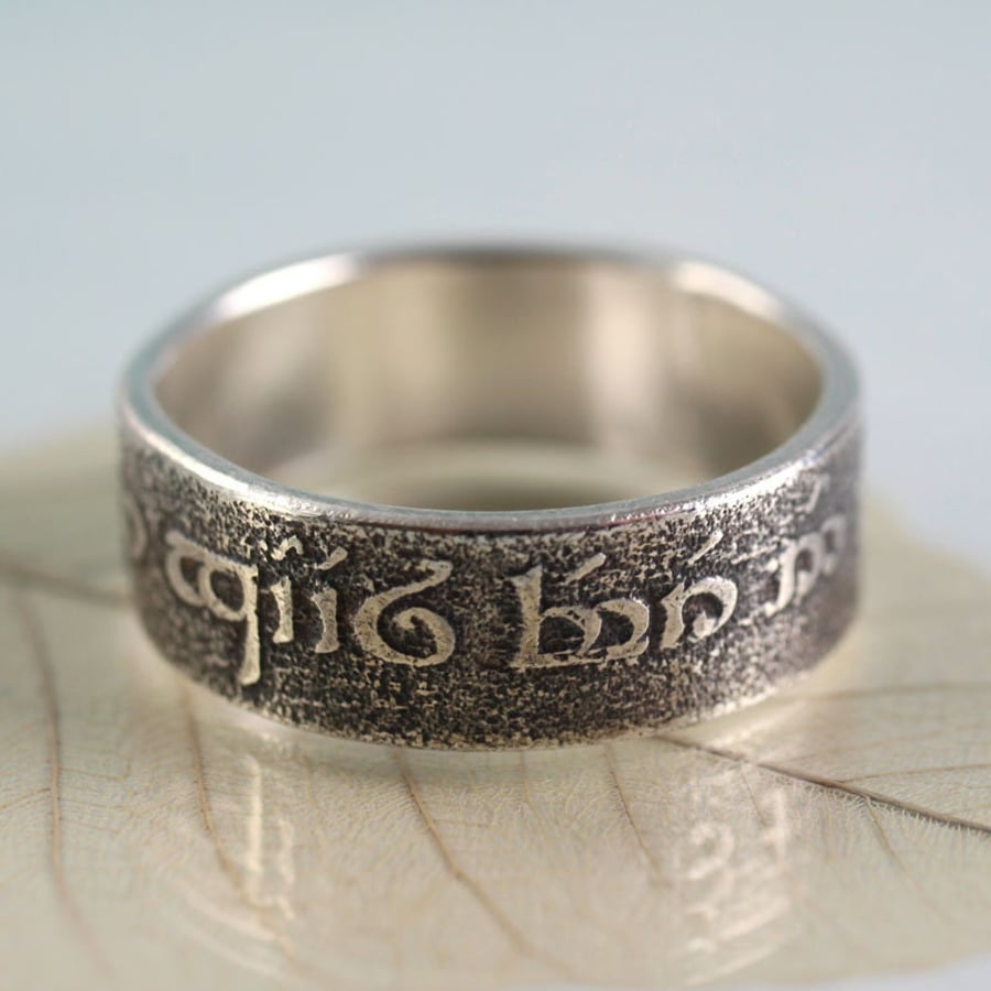 Elvish Silver Ring Band The Road Goes Ever On Folksy