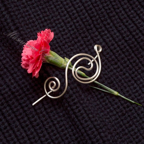 Shawl and Sweater pinSilver wire Shawl Pin,Shawl brooch, Sweater Pin,Silver 