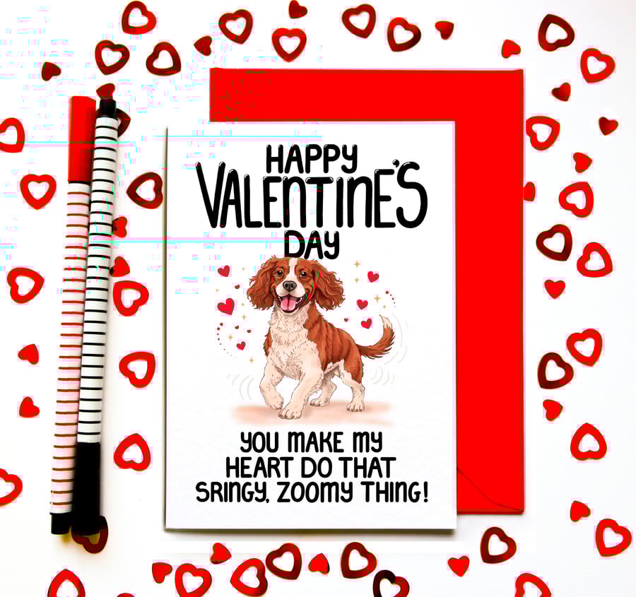 Springer Spaniel Valentine’s Card – You Make My Heart Go Zoomy