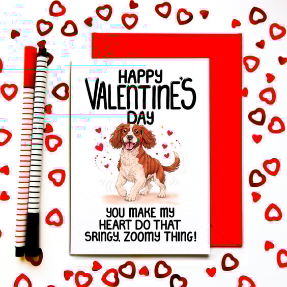 Springer Spaniel Valentine’s Card – You Make My Heart Go Zoomy