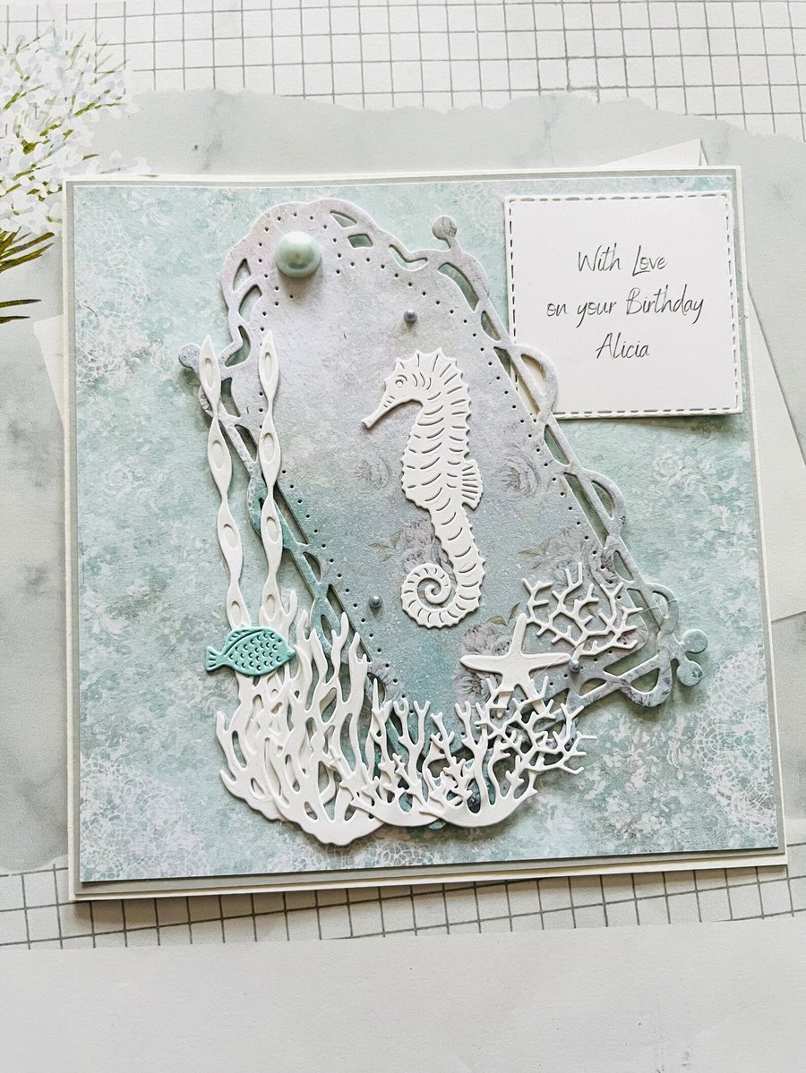Personalised Daughter Seahorse Birthday Card