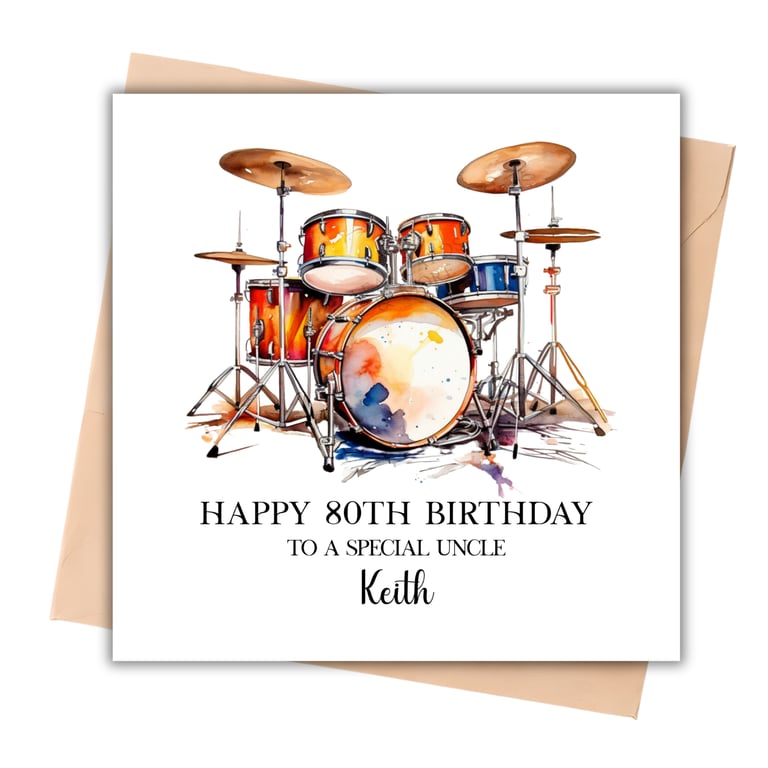 Drum Kit Happy Birthday Card