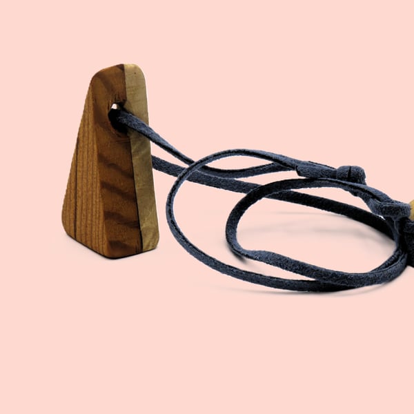 Handcrafted triangular 2 woods pendant & necklace: SKU-N10