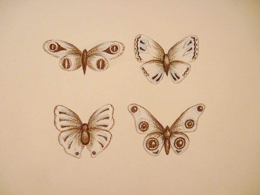 Free Postage - Four Butterflies Illustration