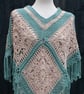 Sea Green & Mushroom Crochet Poncho - Design A542 - Image 7