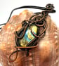 Love Tokens: Copper Wire Wrapped Labradorite Pendant On Waxed Cord Necklace