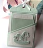 Handmade Aquamarine baby gift card or money holder, Special occasion wallet - Image 3