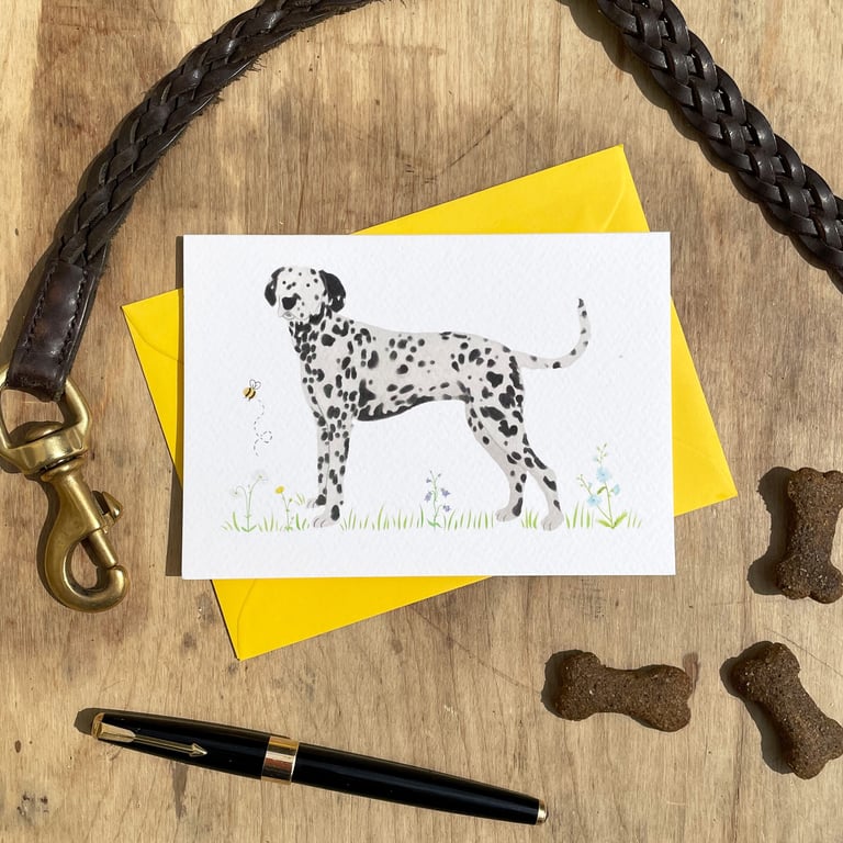 Dotty The Dalmatian Illustrated Blank Greeting Card