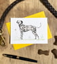 Dotty The Dalmatian Illustrated Blank Greeting Card