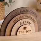 Personalised Rainbow Birth Sign Nursery Wooden Gift 