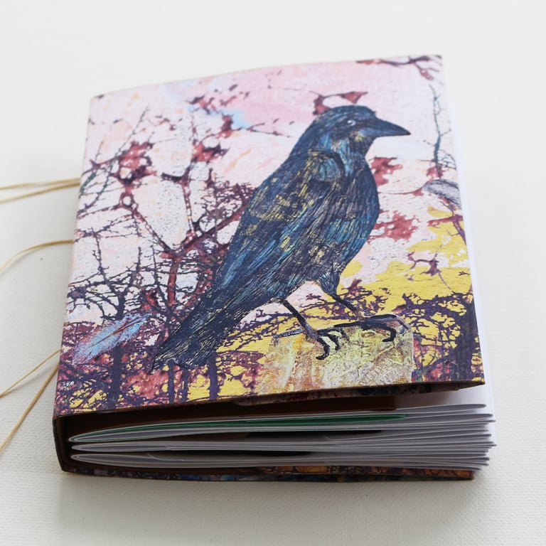 Wood Crow, handmade journal