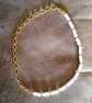 White Tube Shell Pearl Gold Plate Paperclip Chain Necklace 18 inch - Image 5