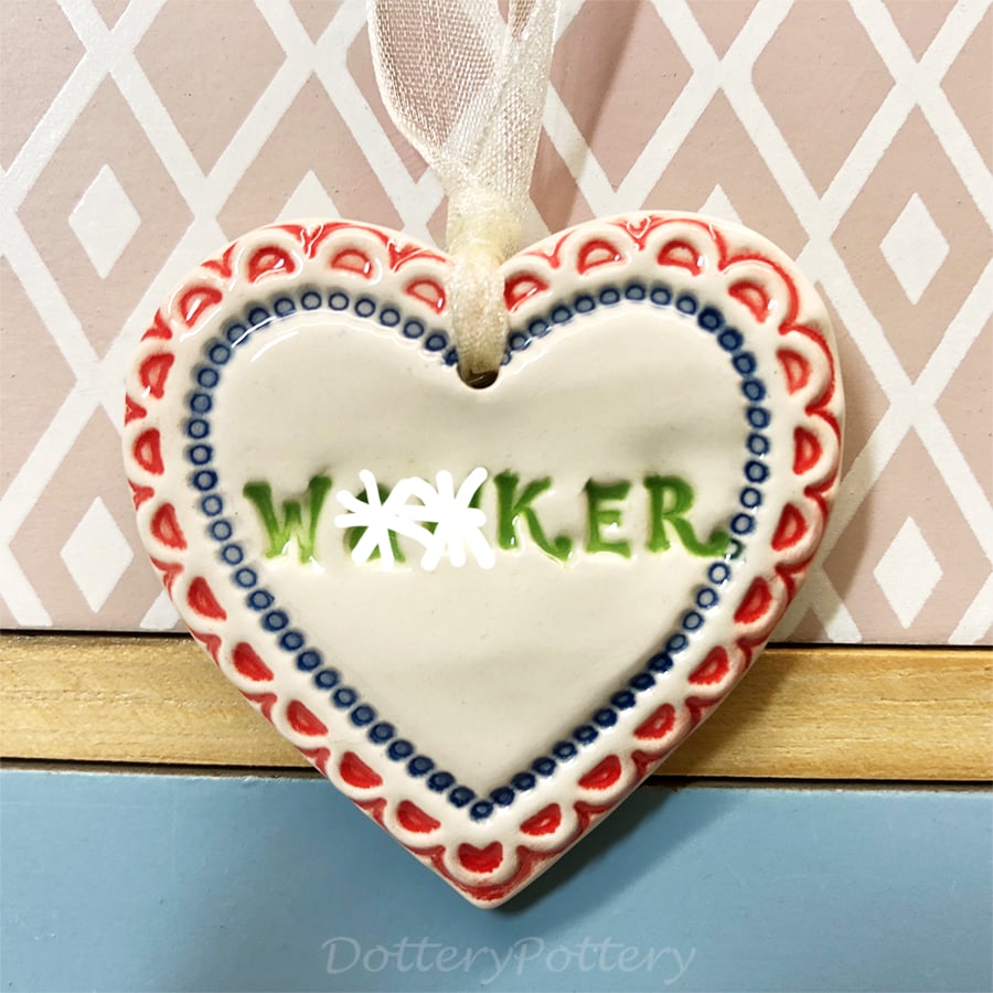 Small Ceramic heart decoration Swear words 