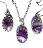 Amethyst Necklace Earrings Jewellery Gift Set Sterling Silver Gemstone - Image 2