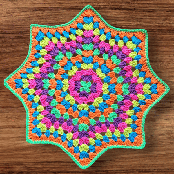 retro colourful granny star doily