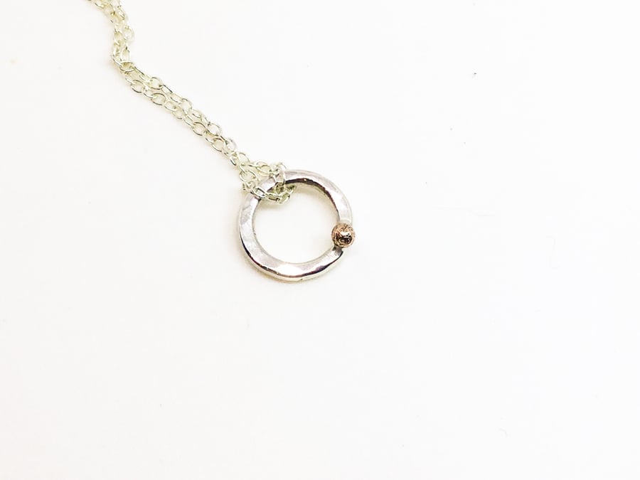Delicate Silver and Rose Gold Pendant Necklace 