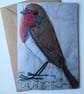 Robin Embroidered Portrait Greetings Card - Image 1