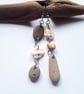 Beach Boho Dangle Earrings: Neutral Pebble & Shell - Image 4