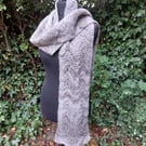 Handspun and Hand-knitted Scarf in Pure Jacobs Wool