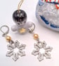 Enamel Snowflake on A Champagne Pearl and Crystal Necklace and Earrings Set - Image 3