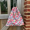 Drawstring bag - little houses travel laundry bag