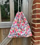 Drawstring bag - little houses travel laundry bag