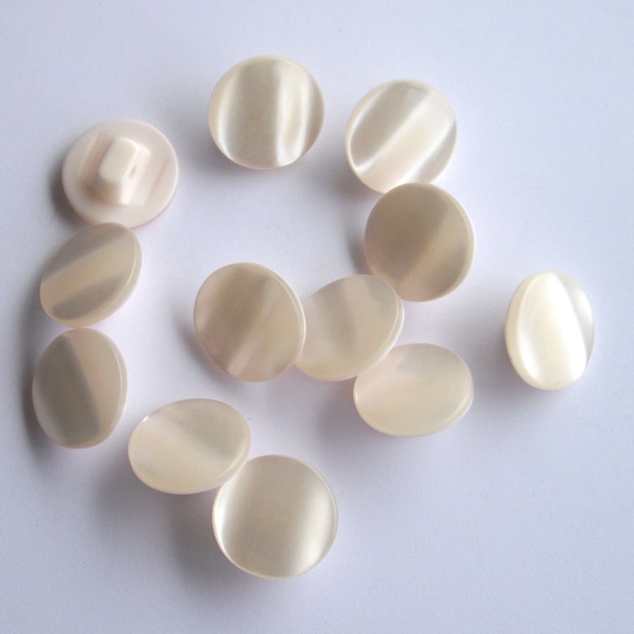 12 x  White and Palest Pink Pearlised Shanked Buttons