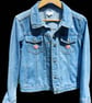Hand-Embroidered Denim Jacket, Butterfly Floral Design, Size 14 - Image 4