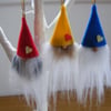Set of 3 Hanging Tomte - Gnome Christmas Decorations