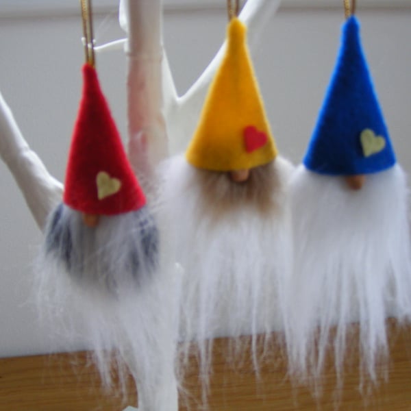 Set of 3 Hanging Tomte - Gnome Christmas Decorations