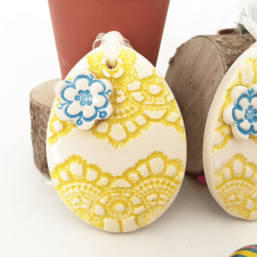 Pottery Easter Egg decoration Ceramic Easter Egg patterned egg bright pattern