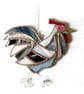 Cockerel Suncatcher Stained Glass chicken White Black Chicken - Image 6