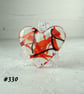 Red and black heart fused glass pocket hug with stand 5x4.5cm (330)
