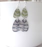 Pebble shaped mid century style lime green drop earrings - Image 2