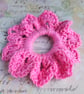 Bundle of 2 Hair Scrunchies, hand crocheted in soft 100% cotton, Apricot, Pink - Image 3