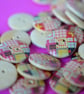 Wooden Multicoloured Retro Check Patchwork Buttons 10pk 20mm (MN1) - Image 2