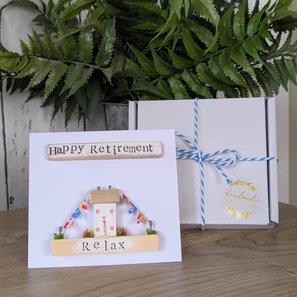 Retirement Card With Removable Wooden Cottage Gift