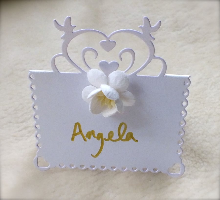 Beautiful Handmade Hearts and Doves Place Cards (Pack of 10)