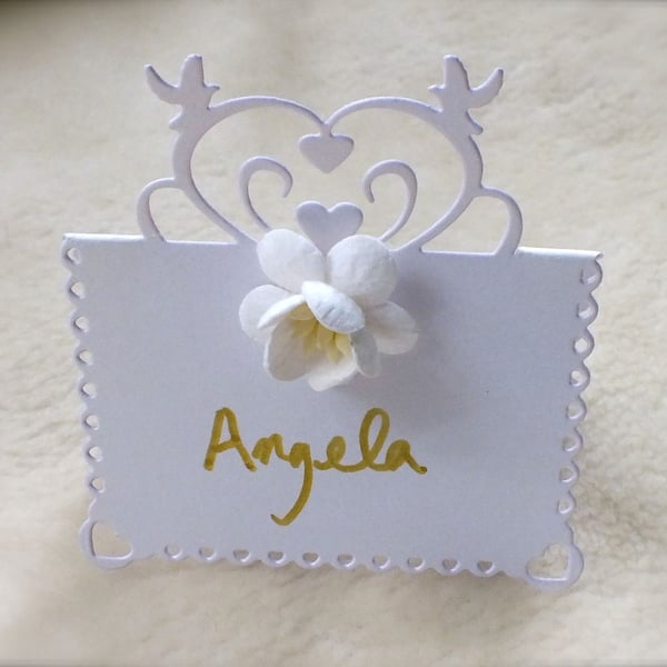 Beautiful Handmade Hearts and Doves Place Cards (Pack of 10)